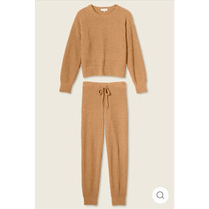 P.J. Salvage Chenille Waffle Caramel Lounge Set S top and bottom